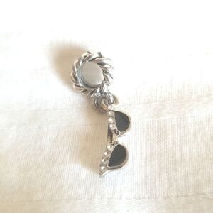 Silver Sunglasses Black Rhinestones Charm